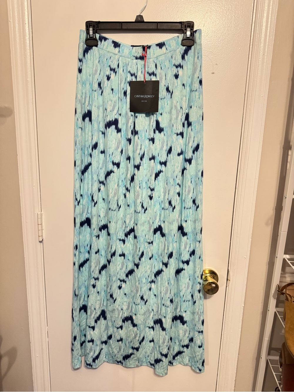 Cynthia Rowley Blue Abstract Print Maxi Skirt Size Small